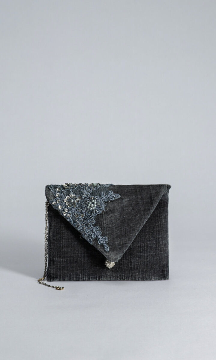 trousse chic – velluto  grigia